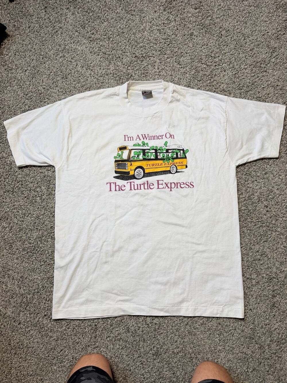 Fruit of the Loom Vintage The Turtle Express T-Shirt XL White Single Stitch